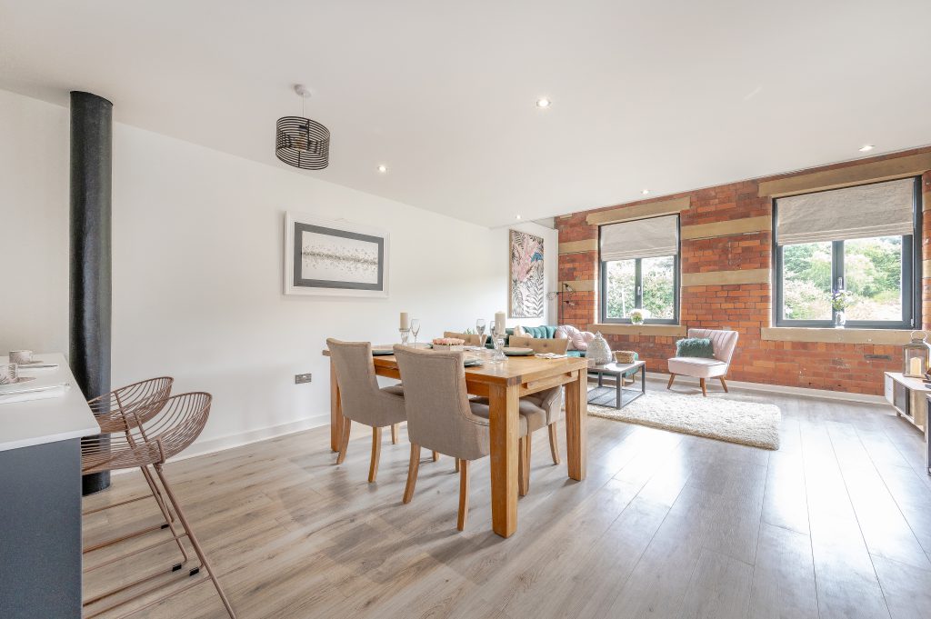 dining area view of Conditioning house an award winning development in Bradford